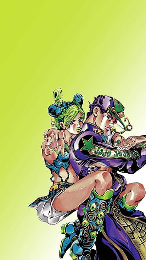 Jolyne Cujoh and Jotaro Kujo in Dynamic Action Pose from JoJo's Bizarre Adventure Part 6 HD phone wallpaper