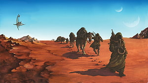 Dopesmoker Sleep Band Desert Artwork with Camels and Moons HD wallpaper