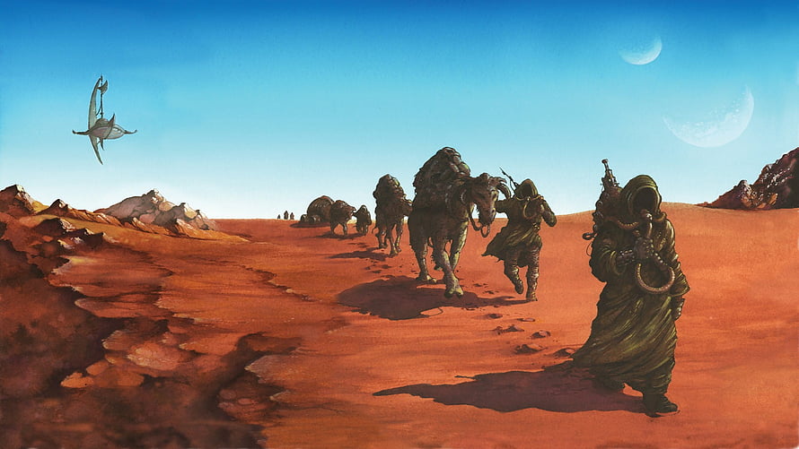 Dopesmoker Sleep Band Desert Artwork with Camels and Moons HD wallpaper