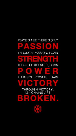 Star Wars Sith Code Quote on Black Background with Red Typography HD phone wallpaper