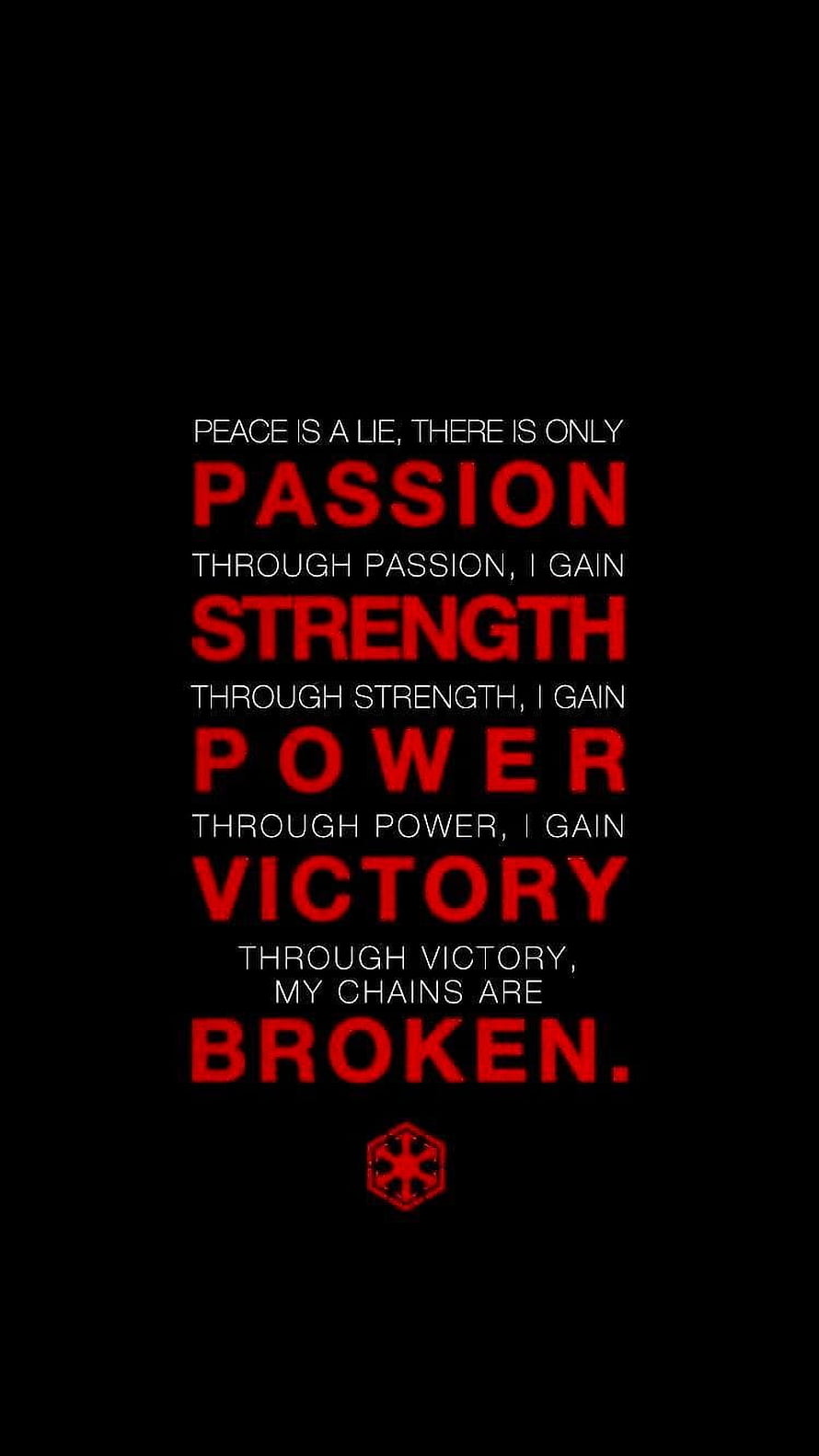 Star Wars Sith Code Quote on Black Background with Red Typography HD phone wallpaper
