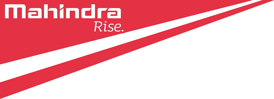 Mahindra Rise Corporate Logo on Red and White Diagonal Background HD wallpaper
