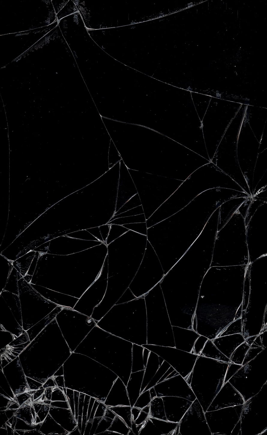 Shattered Black Glass Surface with Intricate Web of Cracks and Fracture Lines HD phone wallpaper