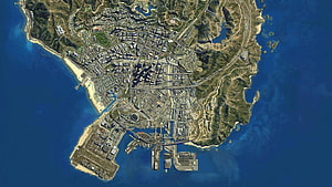Grand Theft Auto V Los Santos Aerial City Map HD wallpaper