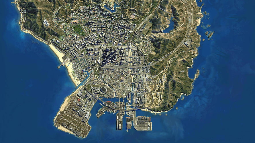 Grand Theft Auto V Los Santos Aerial City Map HD wallpaper