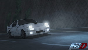 Initial D White Nissan Skyline GT-R Night Racing Scene HD wallpaper