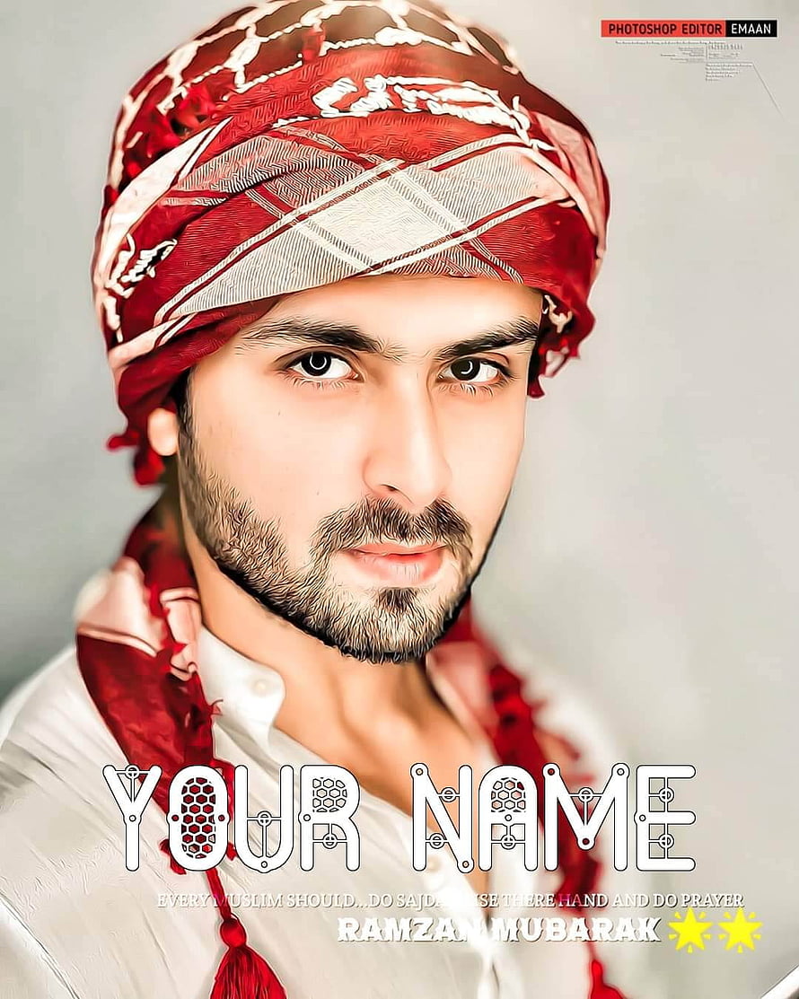 Ramadan Mubarak Portrait of a Man in Traditional Red and White Headscarf HD phone wallpaper