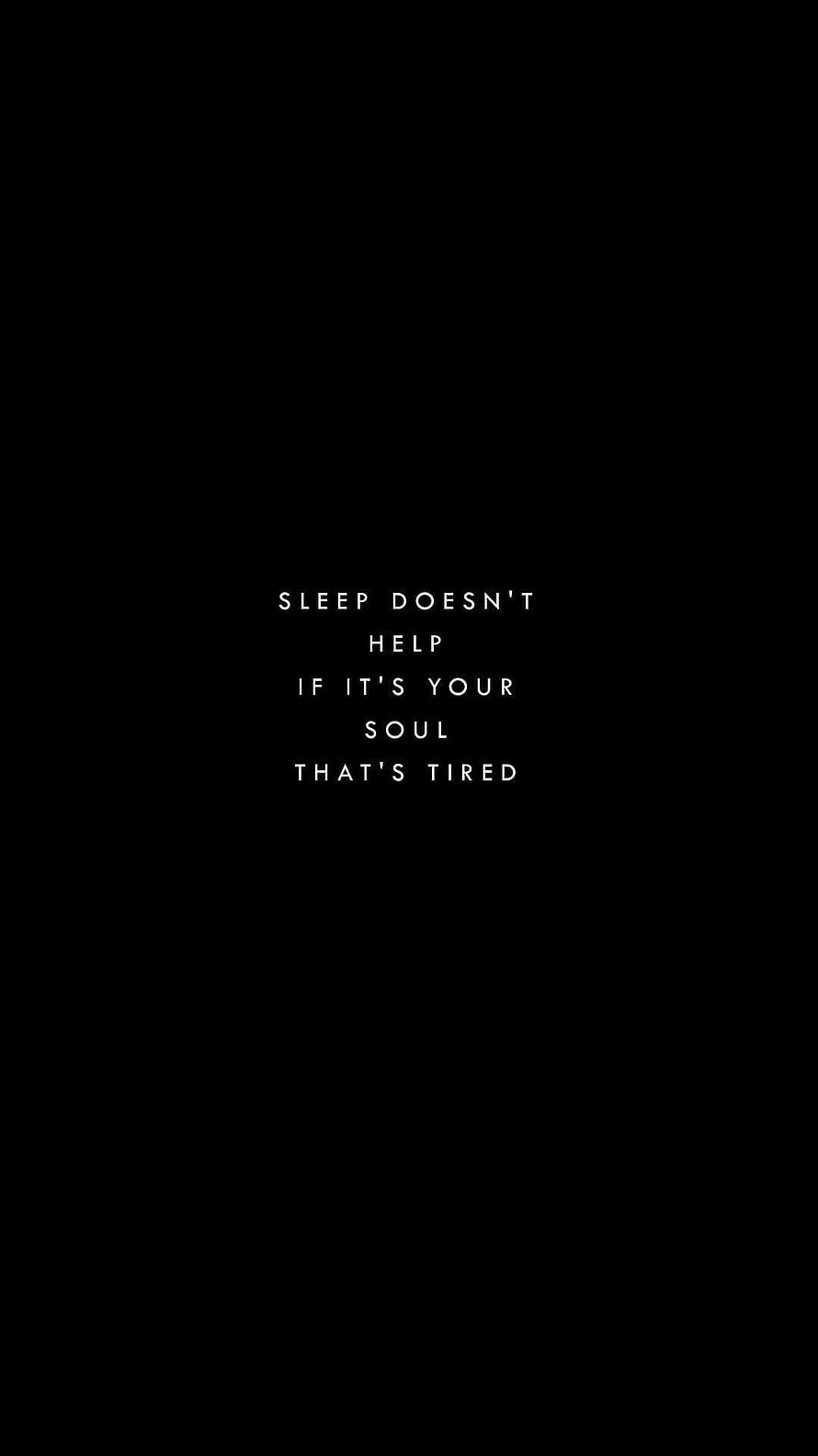Minimalist Black Background with White Text Quote About Soul Fatigue and Rest HD phone wallpaper