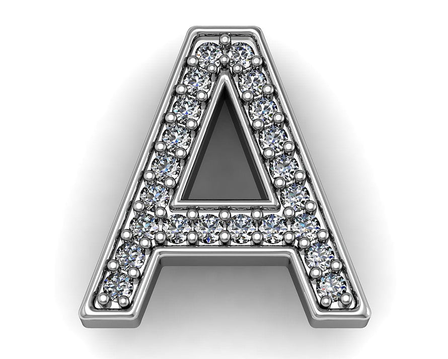 Diamond Letter A Jewelry Design with Silver Bezel and Crystal Inlays HD wallpaper