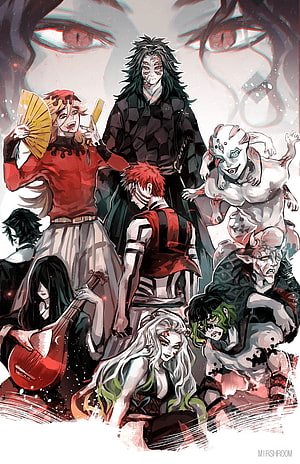Demon Slayer Upper Moon Moons Group Portrait Anime Illustration HD phone wallpaper