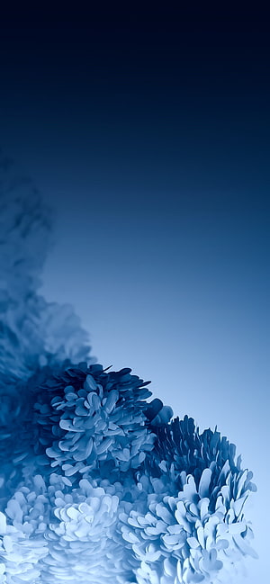 Abstract Blue Petal Cluster on Gradient Background Minimalist Art HD phone wallpaper