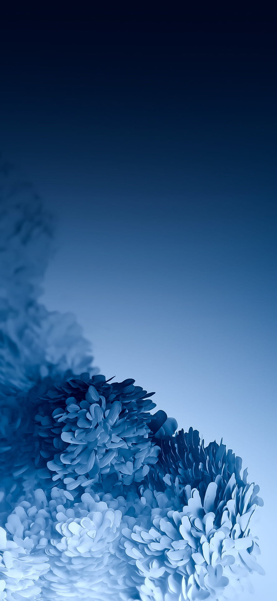Abstract Blue Petal Cluster on Gradient Background Minimalist Art HD phone wallpaper