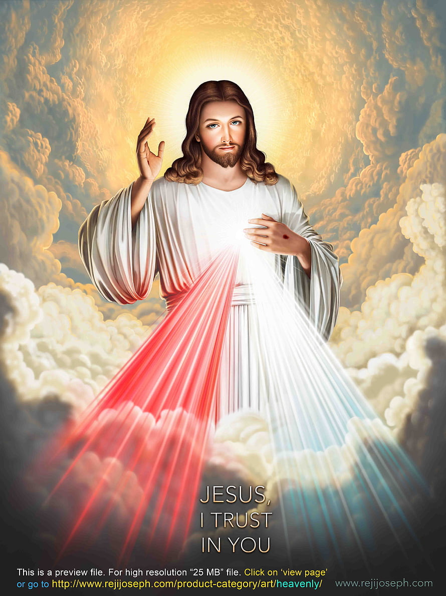 Sacred Heart of Jesus with Divine Light Rays and Clouds HD phone wallpaper