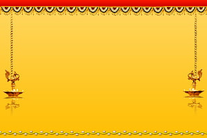Golden Indian Wedding Invitation Frame with Ornate Oil Lamps and Decorative Border HD wallpaper