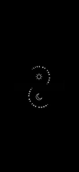 Minimalist Sun and Moon Line Art with Inspirational Quote on Black Background HD phone wallpaper