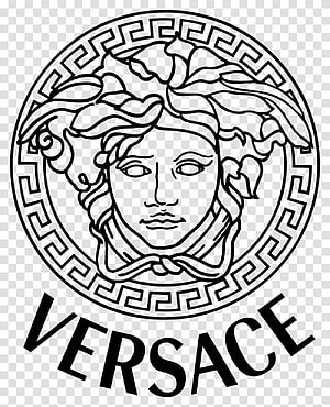Versace Medusa Head Logo Line Art with Greek Key Border and Brand Name HD phone wallpaper
