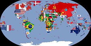 World Map Filled With National Flags of Every Country HD wallpaper