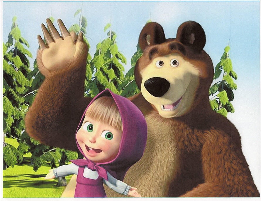 Masha and the Bear 3D Animation Wallpaper with Forest Background HD wallpaper