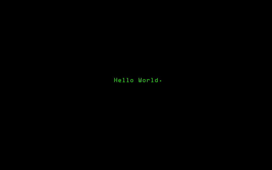 Green Hello World Terminal Text on Black Background Minimalist Digital Art HD wallpaper