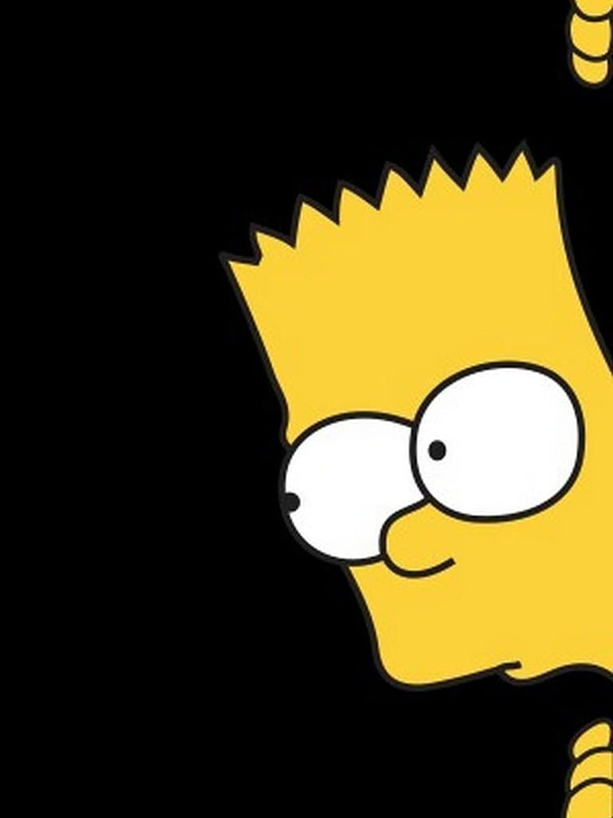 Bart Simpson Cartoon Character Close-Up on Black Background HD phone wallpaper