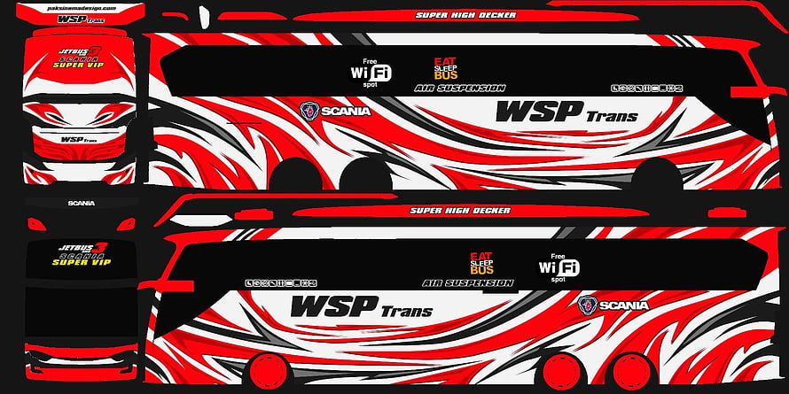 Scania Super High Decker Bus Livery Design with Red and White Flame Graphics HD wallpaper