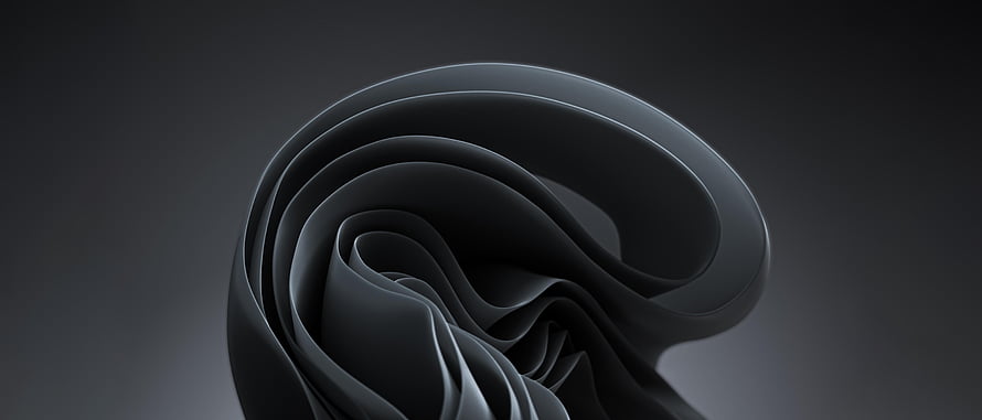 Sleek Black Abstract 3D Ribbon Sculpture on Dark Gradient Background HD wallpaper