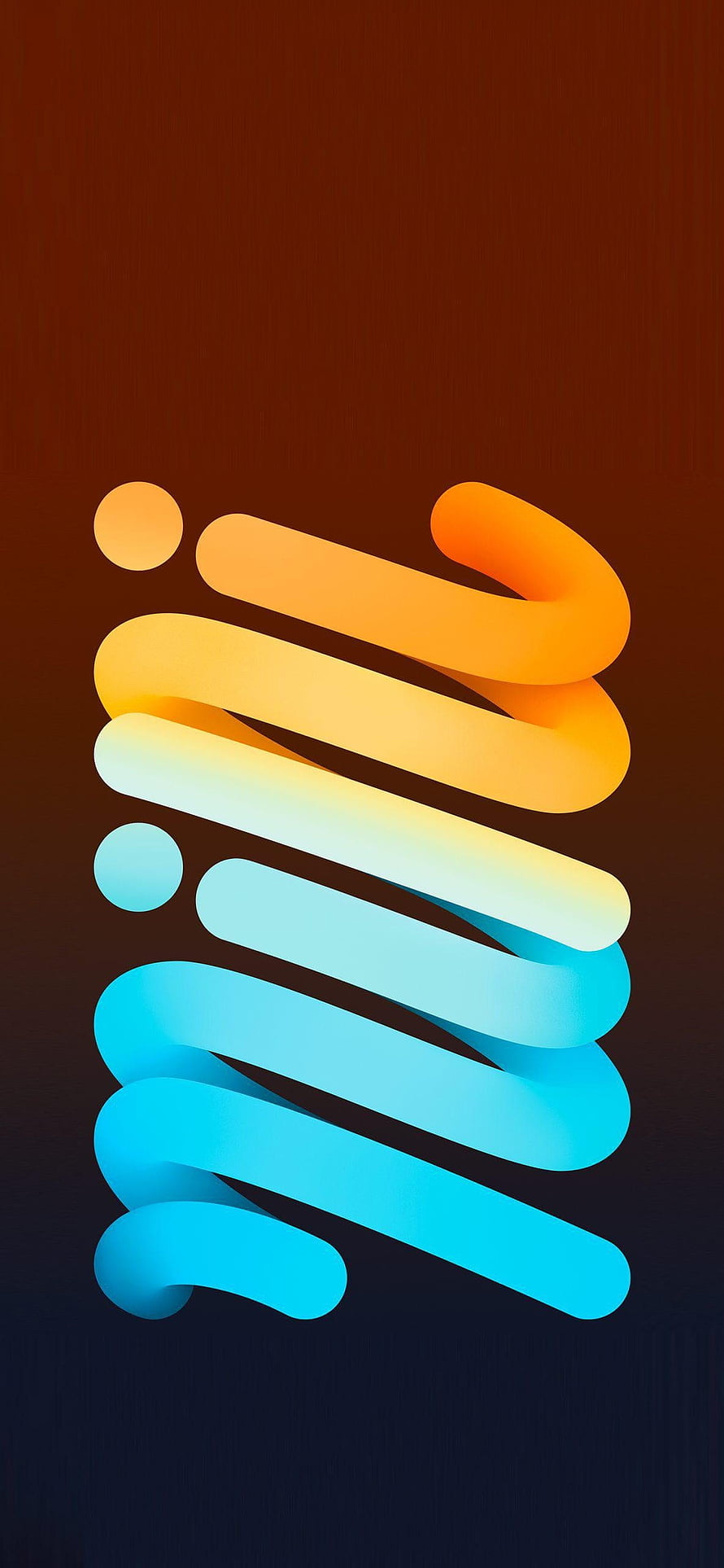 iPad Mini 6 Abstract 3D Ribbon Wallpaper with Warm Orange and Cool Blue Gradient on Dark Background HD phone wallpaper