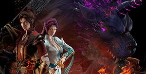 Battle Through the Heavens 3D Animation Characters and Dark Demon Beast HD wallpaper