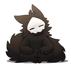 Puro the fluffy dark creature with a white mask sitting peacefully in a minimalist digital illustration HD phone wallpaper