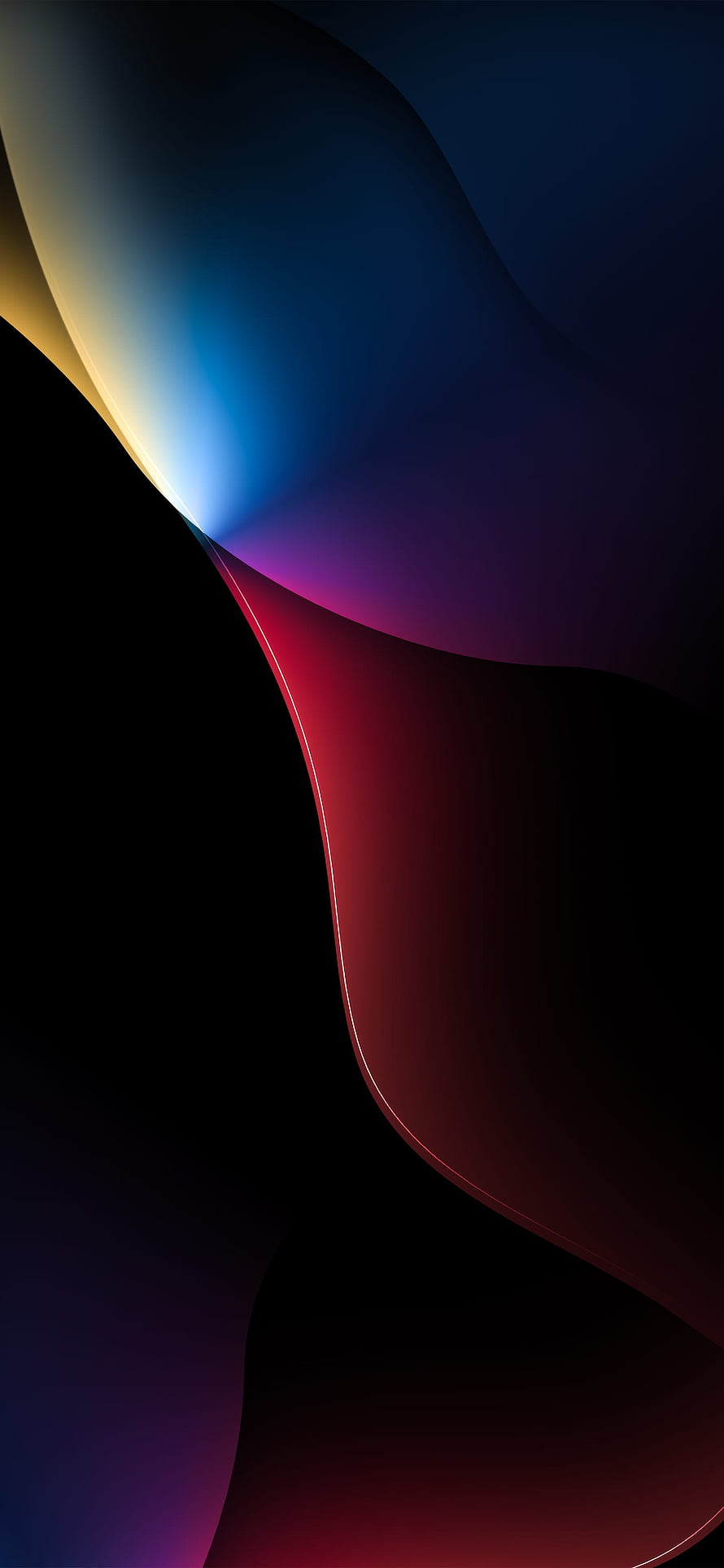 Dark Mode Abstract Gradient Wallpaper with Flowing Blue and Red Curves on Black Background HD phone wallpaper
