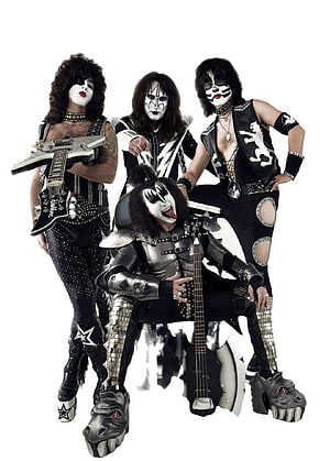 Kiss Rock Band in Iconic Face Paint and Leather Stage Costumes HD phone wallpaper