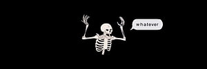 Funny Skeleton Shrug Illustration with Speech Bubble on Black Background HD wallpaper