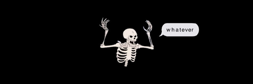 Funny Skeleton Shrug Illustration with Speech Bubble on Black Background HD wallpaper