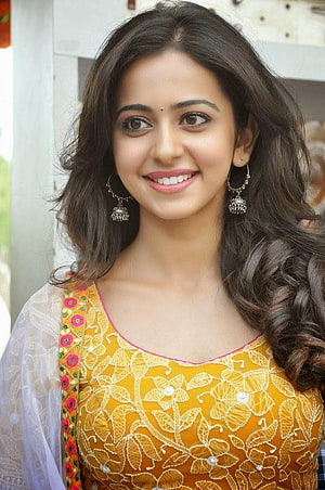 Rakul Preet Singh in Traditional Yellow Embroidered Ethnic Wear HD phone wallpaper