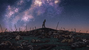 Vinland Saga Battlefield Under Starry Night Sky Anime Scene HD wallpaper