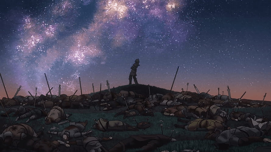 Vinland Saga Battlefield Under Starry Night Sky Anime Scene HD wallpaper