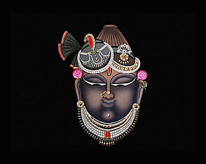 Shrinathji Devotional Portrait with Ornate Jewelry and Traditional Headwear HD wallpaper