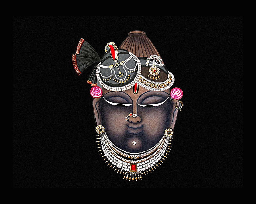 Shrinathji Devotional Portrait with Ornate Jewelry and Traditional Headwear HD wallpaper