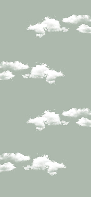 Sage Green Sky with White Clouds Aesthetic Wallpaper HD phone wallpaper