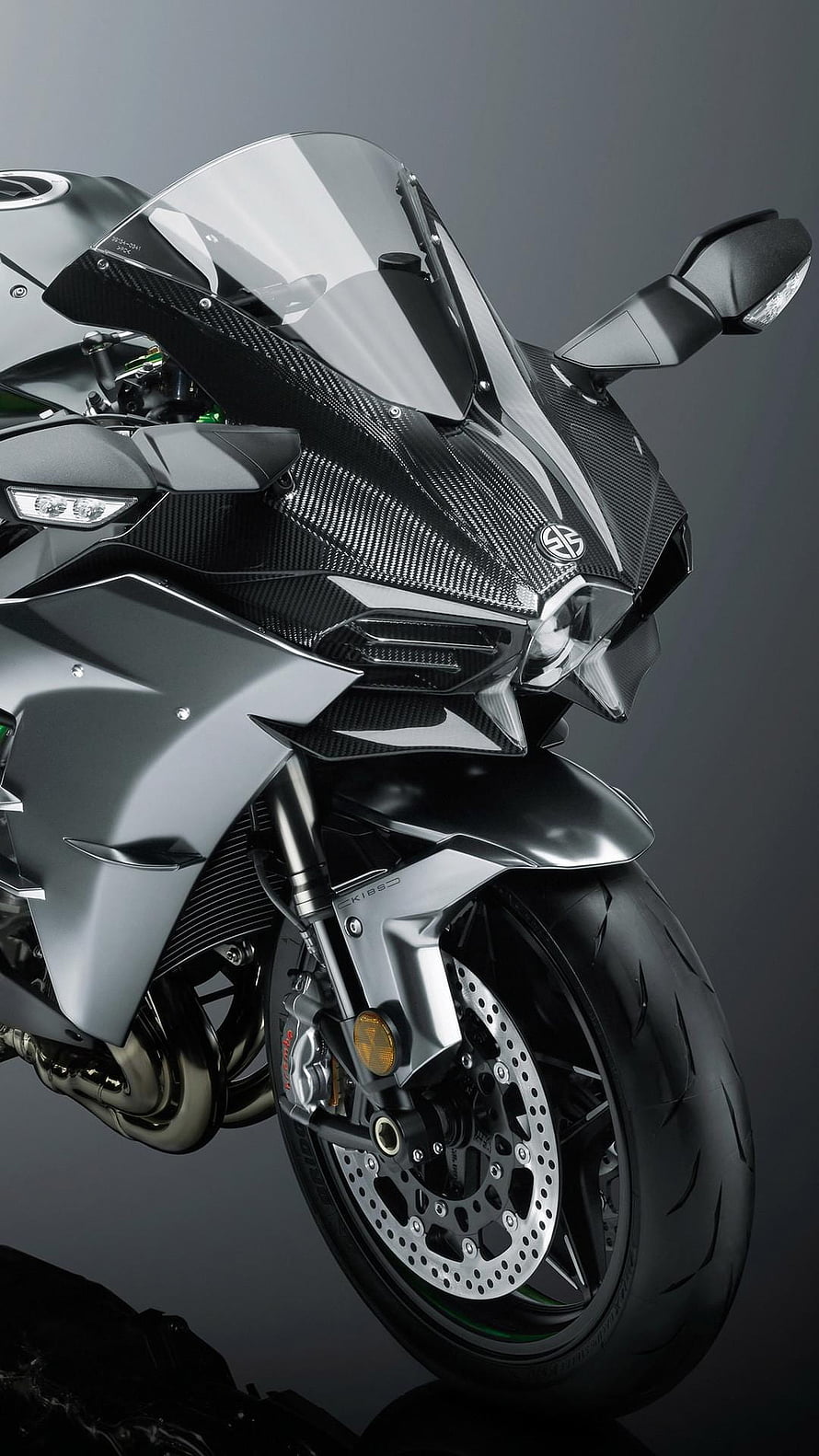Kawasaki Ninja H2R Carbon Fiber Sport Bike Front View HD phone wallpaper
