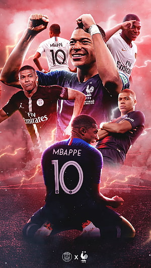 Kylian Mbappé France National Team and PSG Collage Wallpaper HD phone wallpaper
