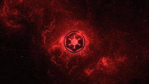 Star Wars Sith Empire Emblem Glowing in Crimson Nebula Space HD wallpaper