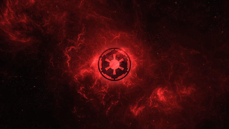 Star Wars Sith Empire Emblem Glowing in Crimson Nebula Space HD wallpaper