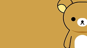 Cute Minimalist Cartoon Bear Illustration on Warm Brown Background HD wallpaper