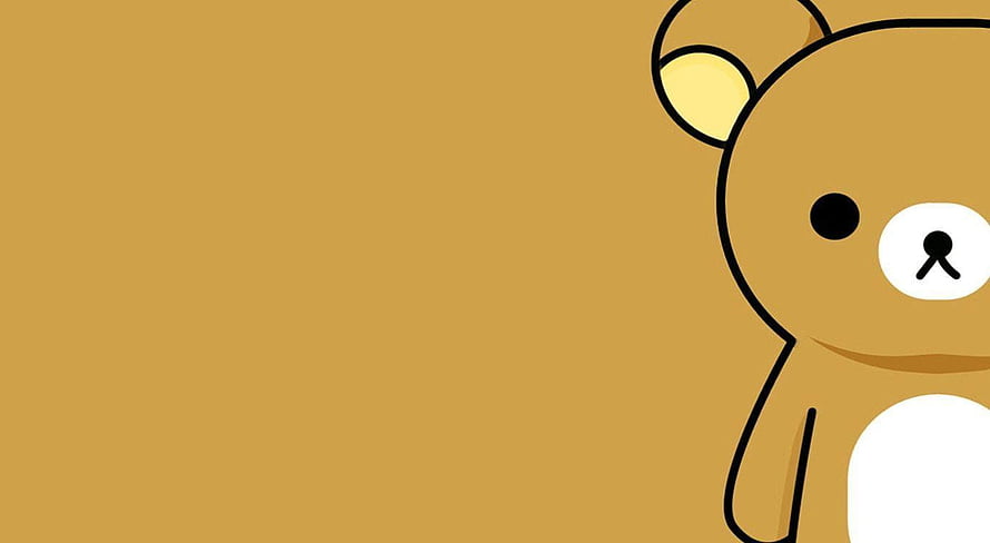 Cute Minimalist Cartoon Bear Illustration on Warm Brown Background HD wallpaper
