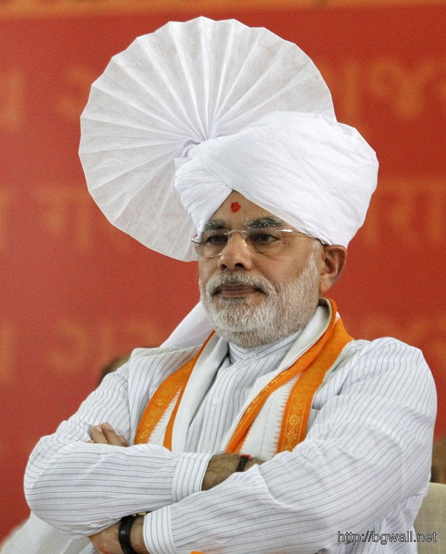 Narendra Modi in White Kurta and Turban with Orange Sash HD phone wallpaper