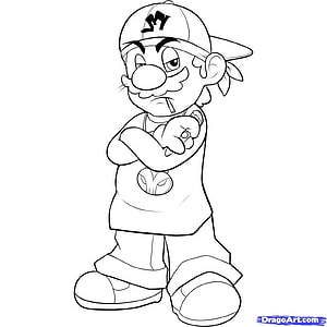Cartoon Thug Character Line Art Drawing with Cap and Crossed Arms HD phone wallpaper
