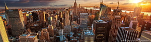 New York City Skyline at Golden Hour with Empire State Building and Manhattan Skyline HD wallpaper