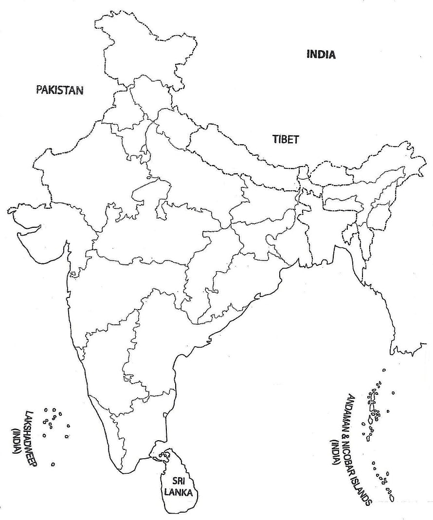 India Political Map Outline with State Boundaries and Neighboring Countries HD phone wallpaper