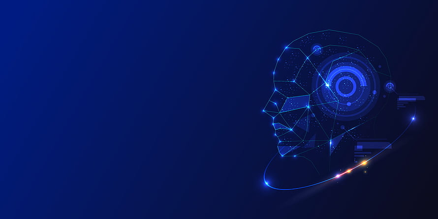Futuristic Digital Human Head with Neural Network Connections and Data Visualization HD wallpaper